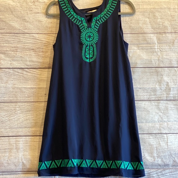 Ya Los Angeles sleeveless blue and green shift dress - Picture 4 of 6